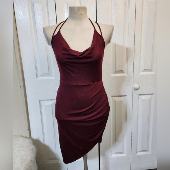 Charlotte Russe Strappy Waterfall Neckline Open Back Mini Dress - Picture 1 of 7